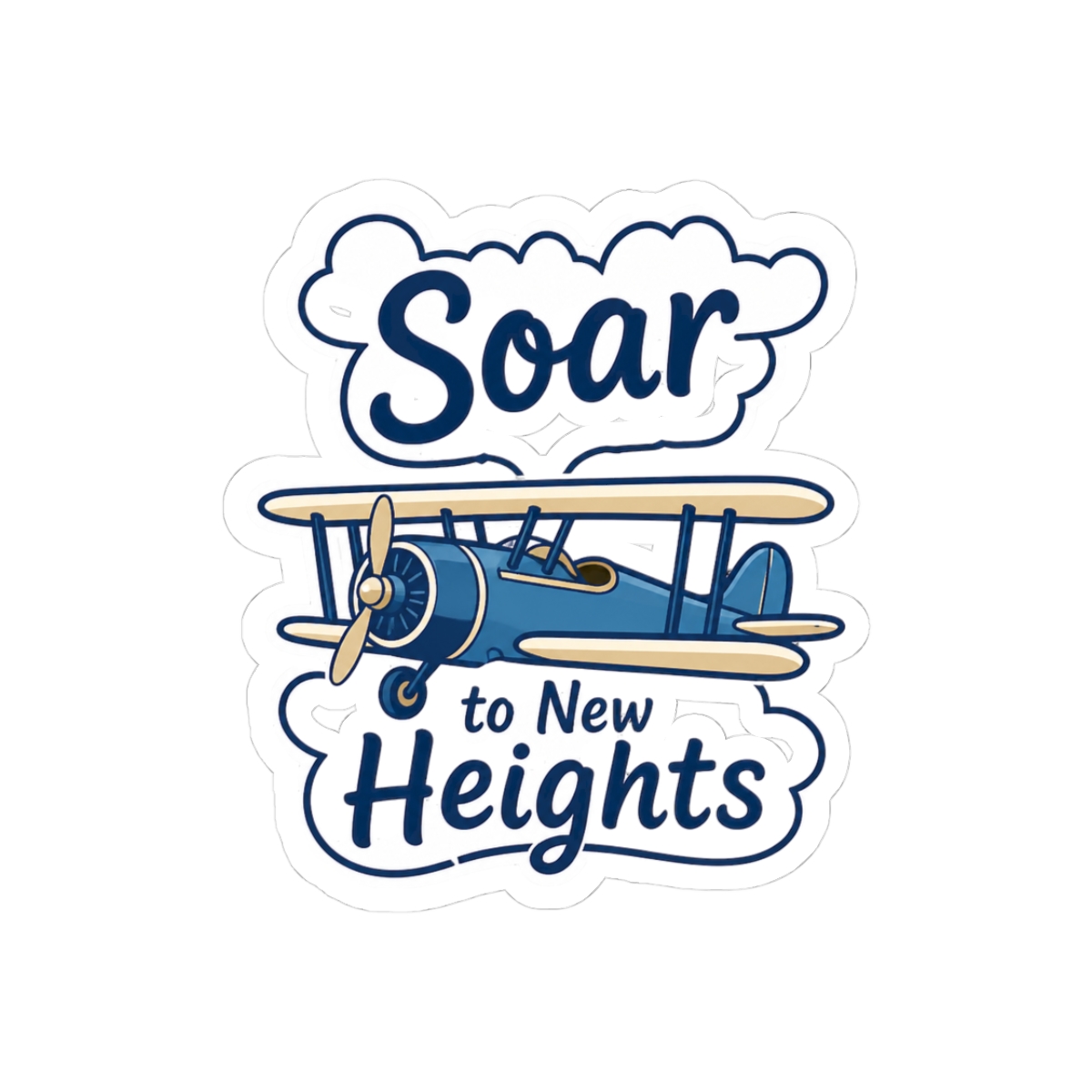 Biplane Soar to New Heights Aviation Sticker